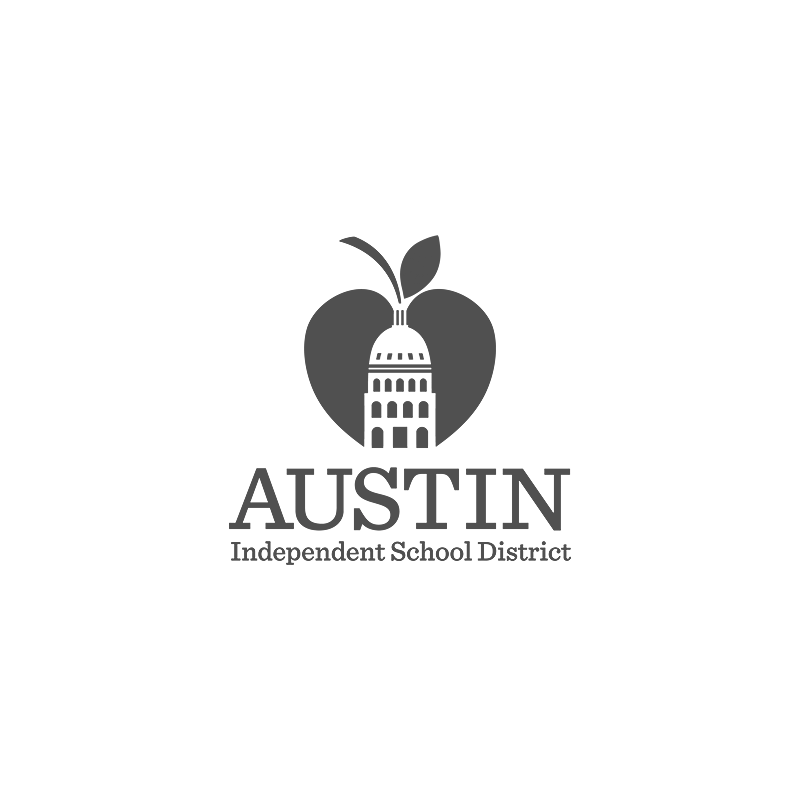 The AISD logo features the word 'Austin' in red uppercase letters, followed by the words 'Independent School Disctrict' in gray letters. The logo represents the Austin Independent School District, and is used in various applications and promotional materials of the district.
